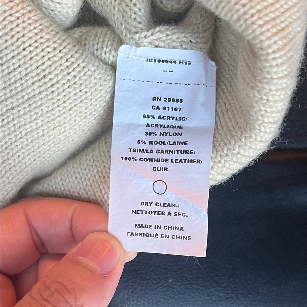 Pendleton Cream Beanie with Multicolor Geometric … - image 3